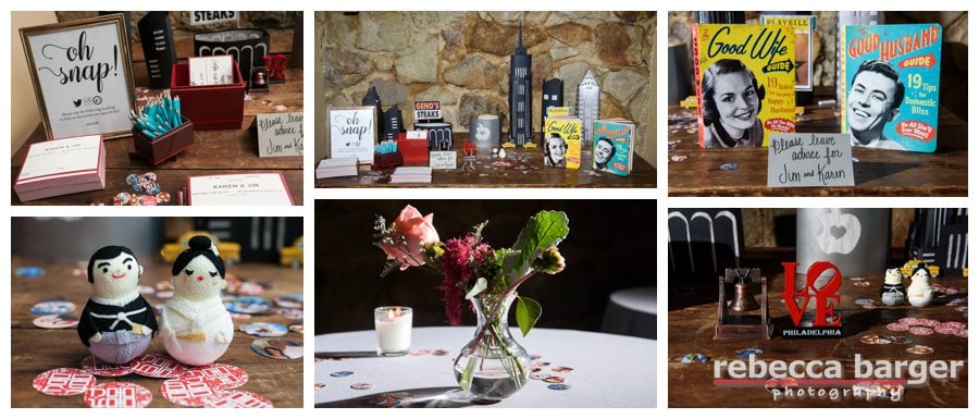 Lots of fun things for Karen and Jim reflecting their love of NYC and Philadelphia.
