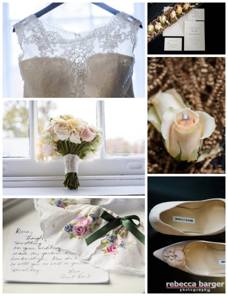 Kiera's wedding details, Carl Alan Flowers, Manolo's, and of course, family heirlooms.