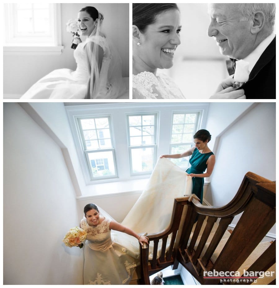 Heading down the staircase in her family home, Kiera and her sister Cessa head to the church!