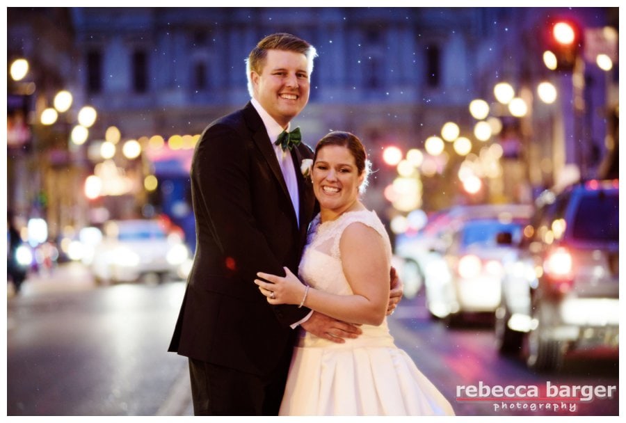 A little rain would never stop Kiera and Mark from celebrating their marriage with a quick stop at Broad St., Phila.