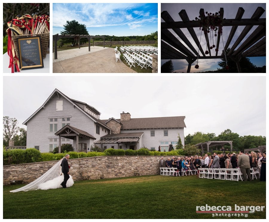 A dramatic and lovely entrance Ali made during the processional of her wedding ceremony at Laurita Winery, planning / decor by Proud To Plan.