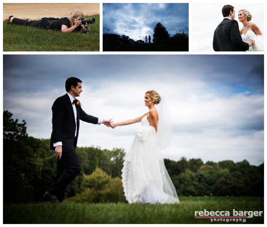 Steph and Zack on the lovely grounds of the Aronimink Golf Club, her gown is Robert Bullock purchased at Designer Loft Bridal in NYC.