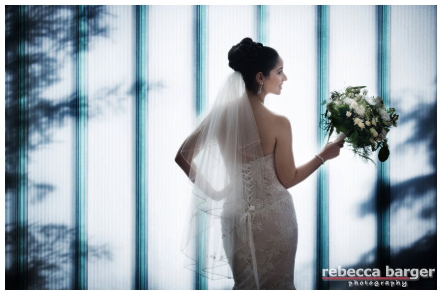 Logan in her Pnina Tornai gown from Kleinfeld Bridal, flowers from Amaranth Florist, wedding day coordinated by Lynda Barness of IDoPlan, Rebecca Barger Photography.