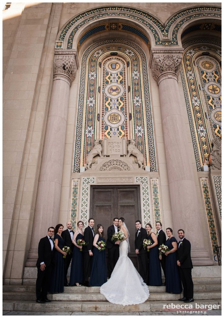Bridal party outside of Rodeph Shalom, Phila.
