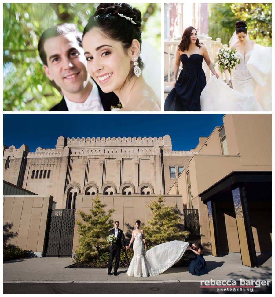 Shown is the modern style addition at Rodeph Shalom, lots of wedding photo possibilities.