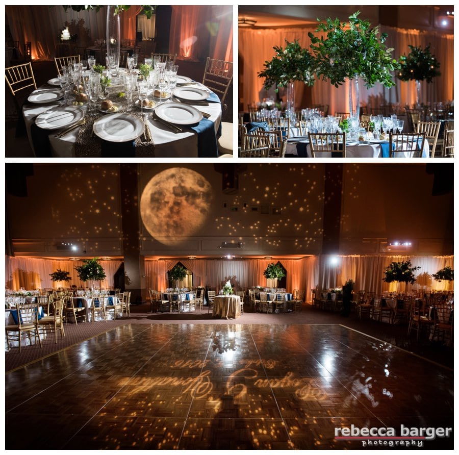 Entertainment and celestial lighting by EBE Entertainment, Feast Your Eyes, decor by Amaranth Floral, Narbeth.