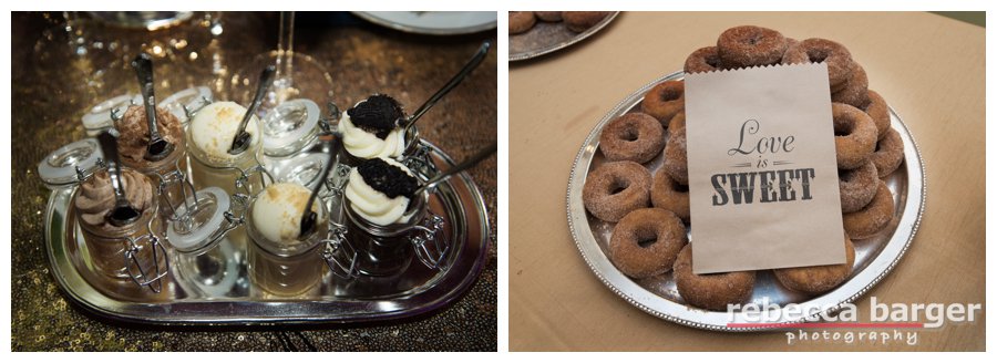 Butlered desserts by Feast Your Eyes served on the dance floor and good night donuts to go!