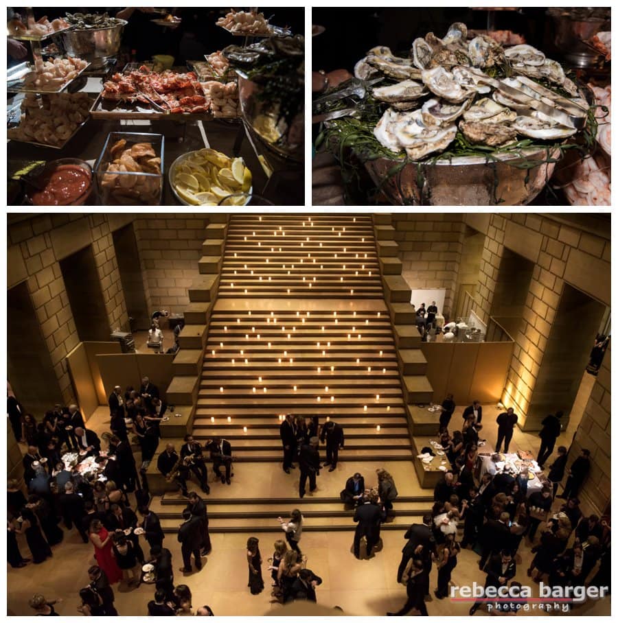 Cocktails served in the Museum's Great Stair Hall, including a raw bar, Stephen Starr Events.