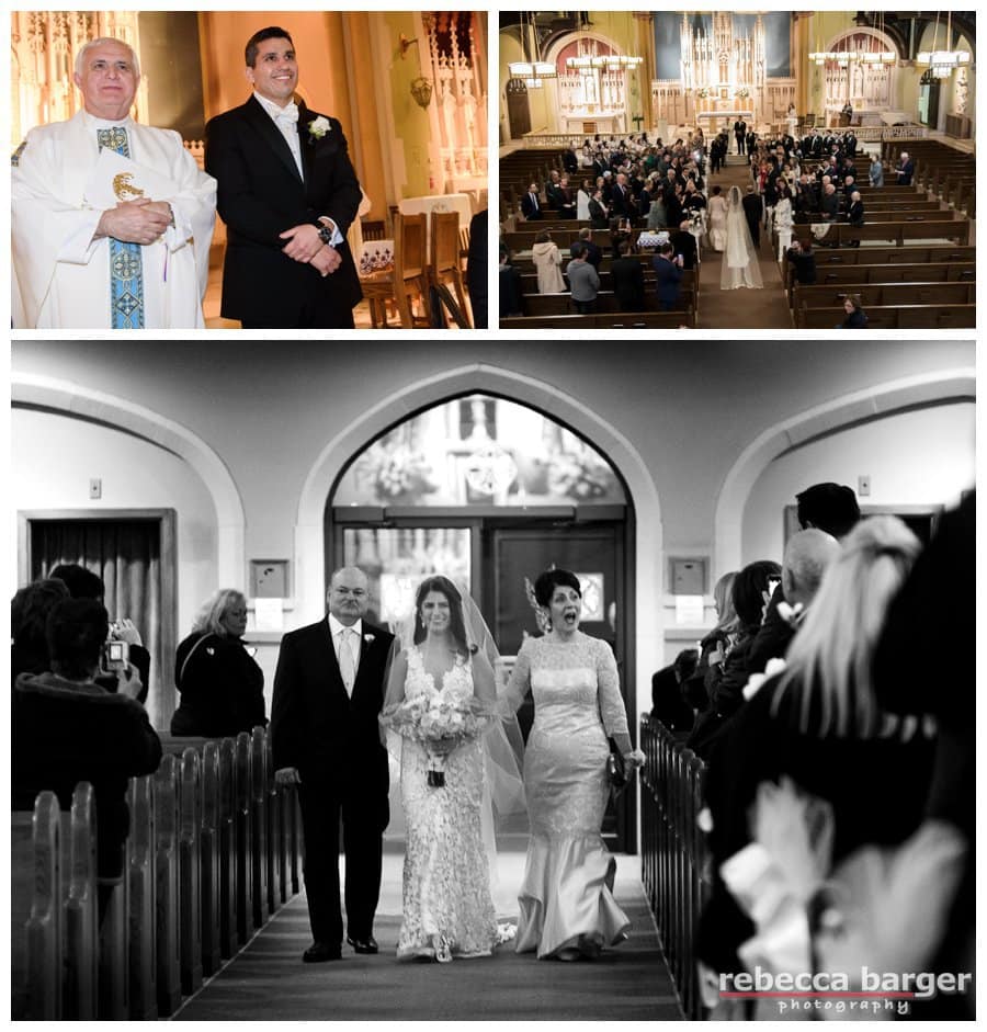Adriana walks the aisle at Epiphany of Our Lord, where her parents married!