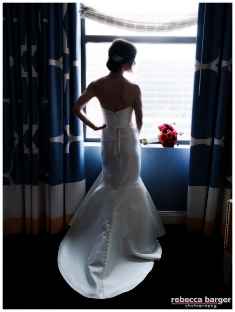 Tracey in her Martina Liana gown from Philly Bride, hair by Amanda D'Andrea, flowers by Fabufloras.