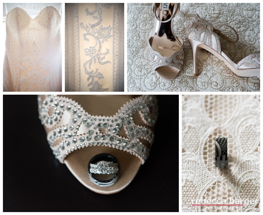 Gorgeous gown, Badgley Mischka's and lovely rings!