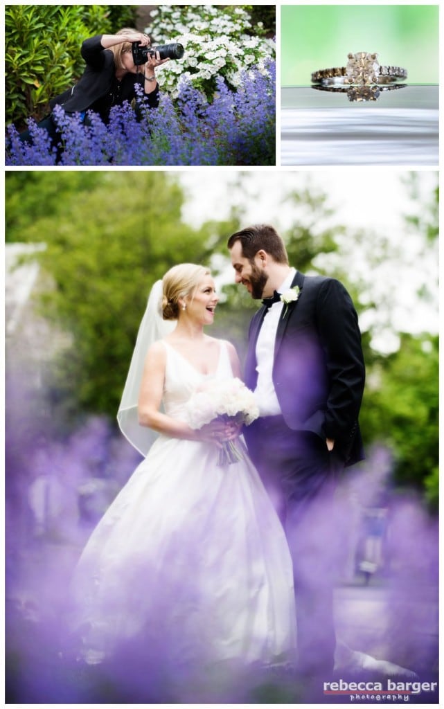 Fun shot of the couple through the purple heather by Rebecca Barger.