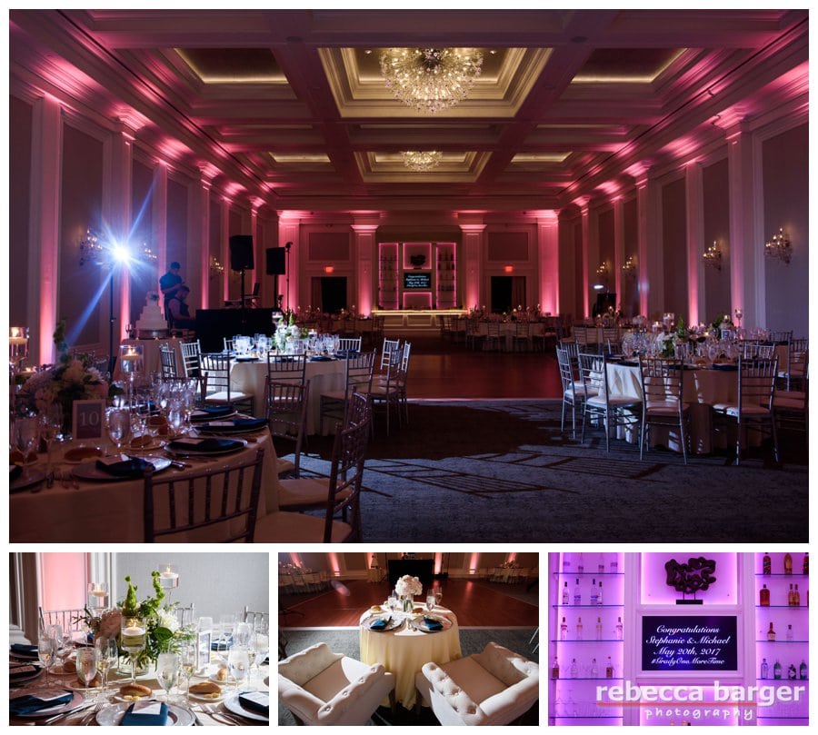 Finley Catering's, Ballroom at Ellis Preserve, Fleur de lis Floral decor.