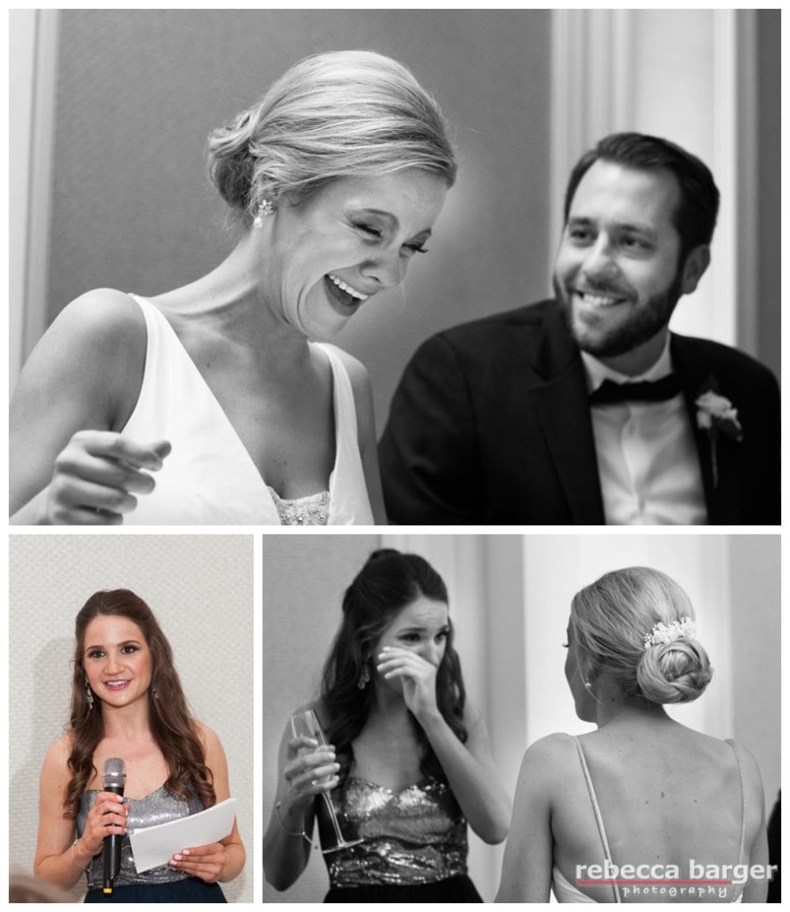 Maid of honor, Heather gives her toasts.