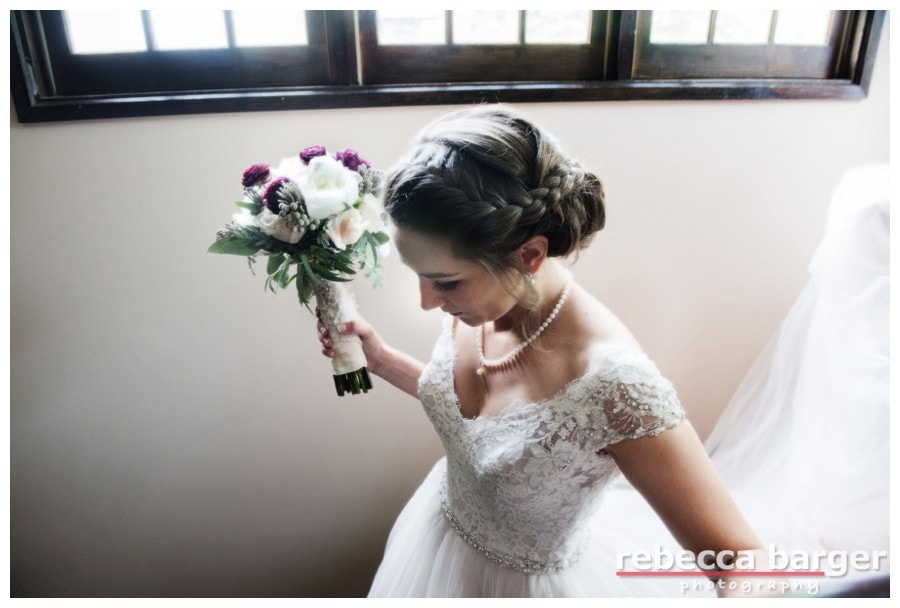 Intricate bridal hair by Daneen Gensen at Hotel du Village.