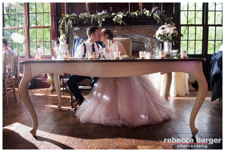Love the way you can see Becca's gown under their sweetheart table!