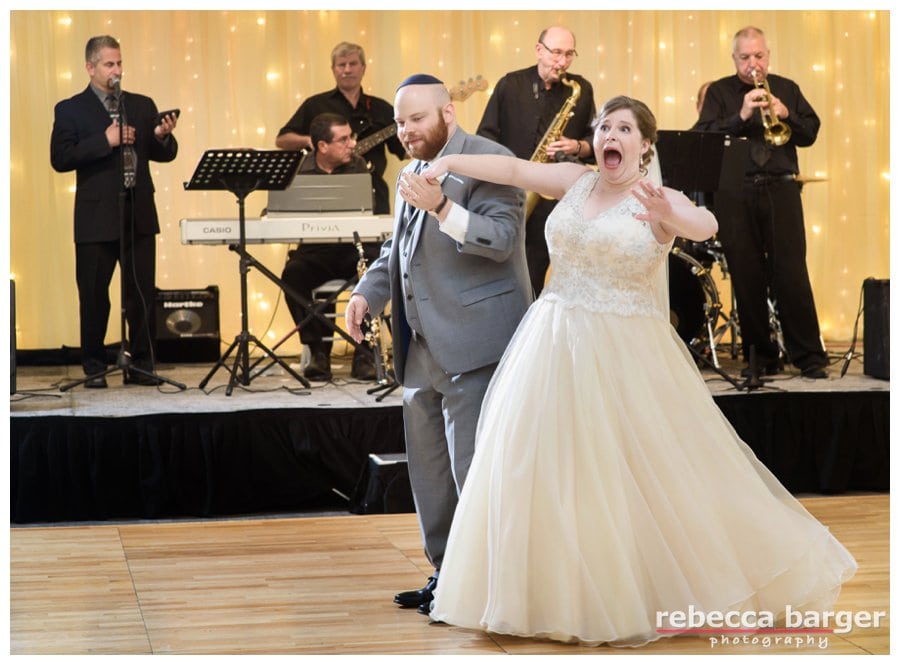 Love this fun moment of Katie and Jordan right before the hora begins.