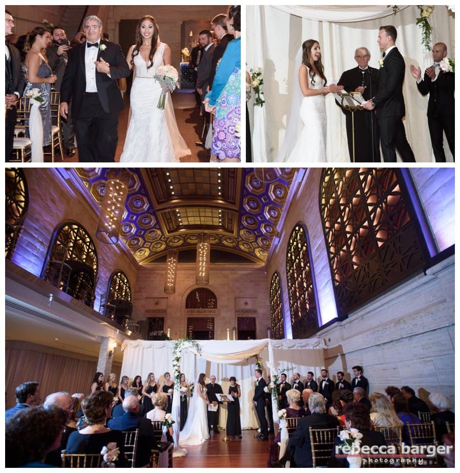 Olivia & James' ceremony at Union Trust, Finley Catering.