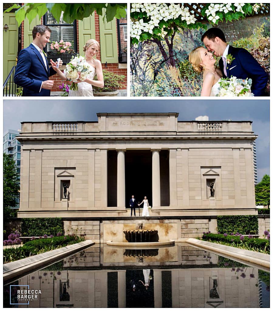 Outside the Rodin, Phila., for wedding photos in the spring.