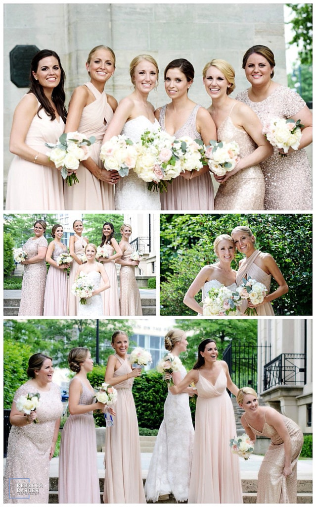 The bridesmaids wore blush, such gorgeous shades for their Spring time wedding in Philadelphia.