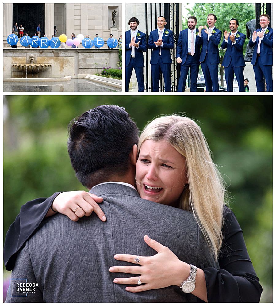 During the bridal party photos, a surprise proposal happened! Let's see if we can find this couple as I'm sure they'd like to have the photo.