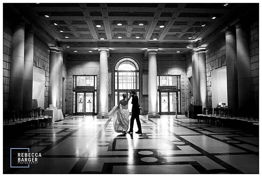 The Free Library is such a fabulous wedding venue, stunning architecture and great photo options, Brulee Catering, Philadelphia, Rebecca Barger Photography.