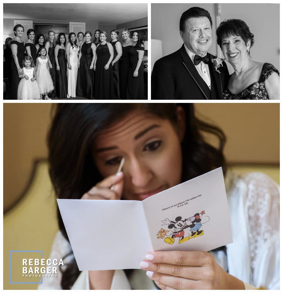 Tears from her husband-to-be's wedding morning card and gift.