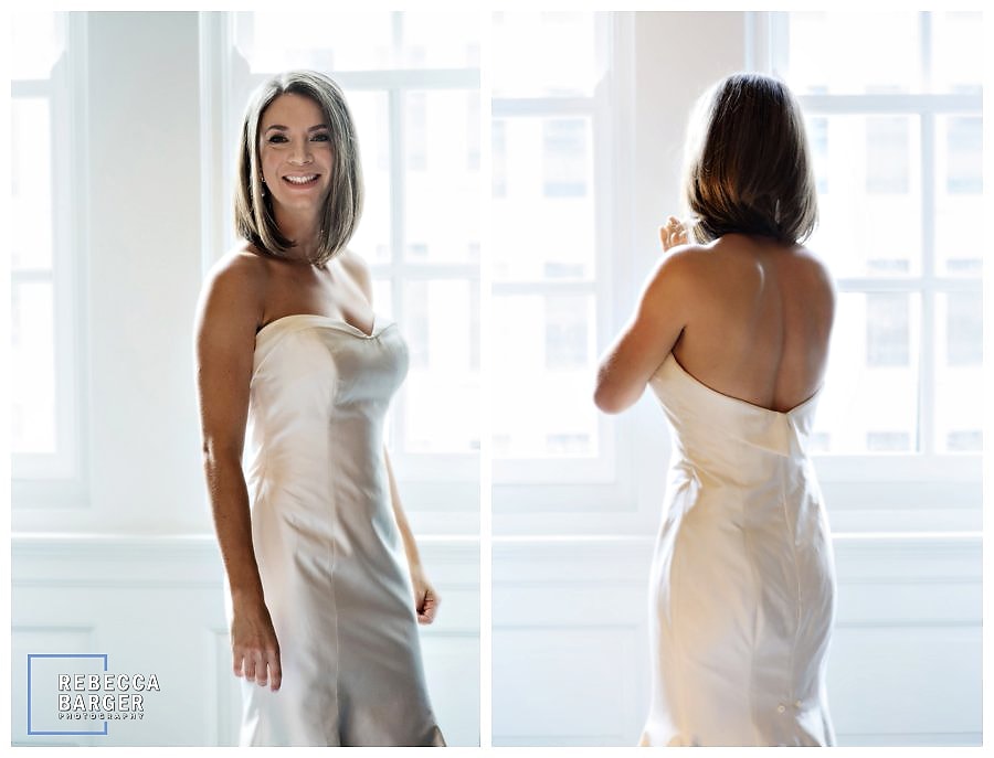 Emily at Le Meridien, prior to meeting her groom for their wedding at PA Academy of The Arts.