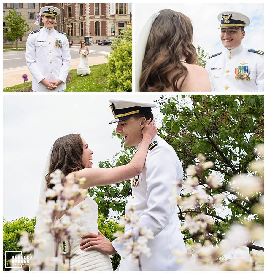 wedding couple first look Logan square