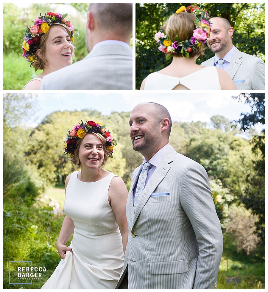 first look philly nature wedding