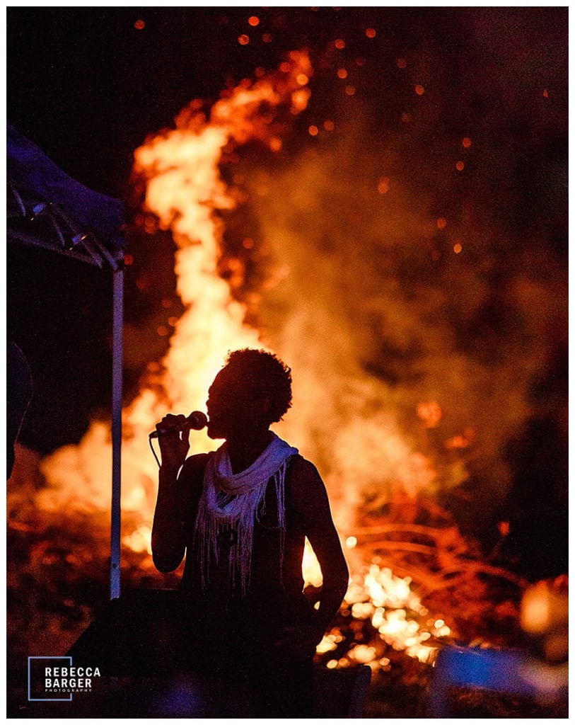 bonfire outdoor wedding