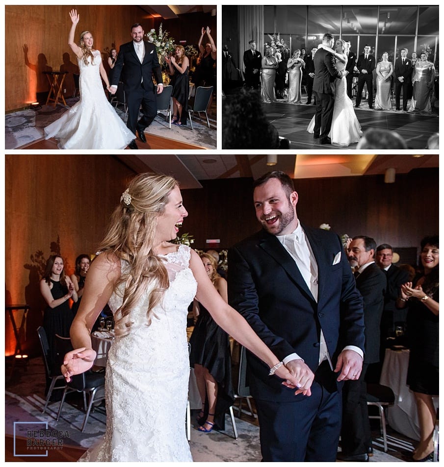 groom and bride enter reception